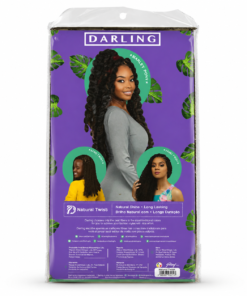Back of Darling Natural Twist 20 inch pack with hairstyle examples